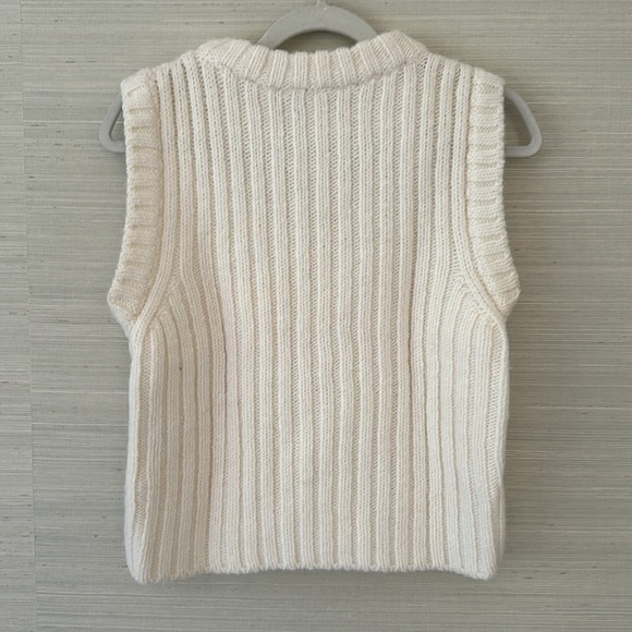Cecelie Bahnsen Cable Knit Vest - Ecru - Picture 2 of 5